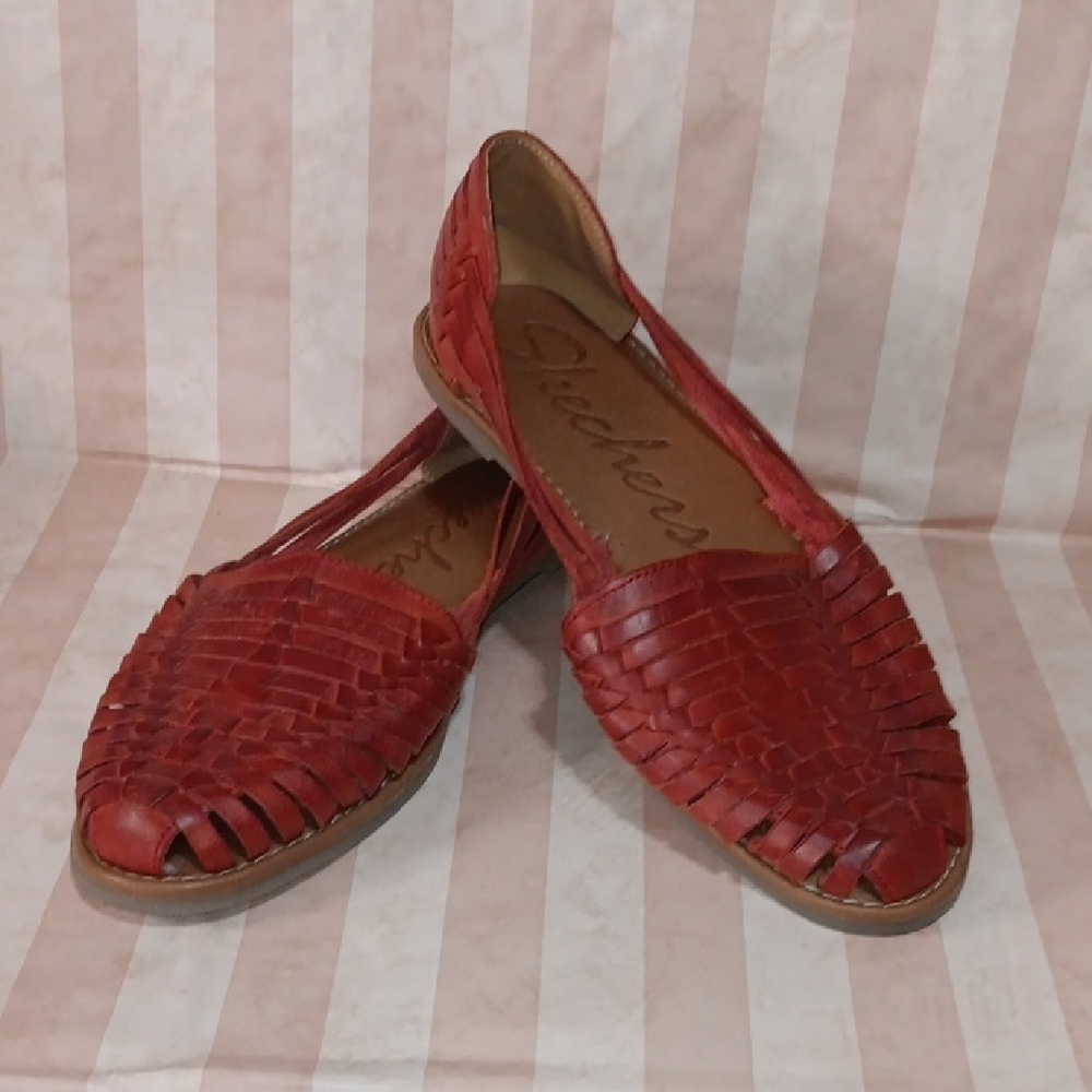 Skechers Women's Red Woven Slip-On Flats